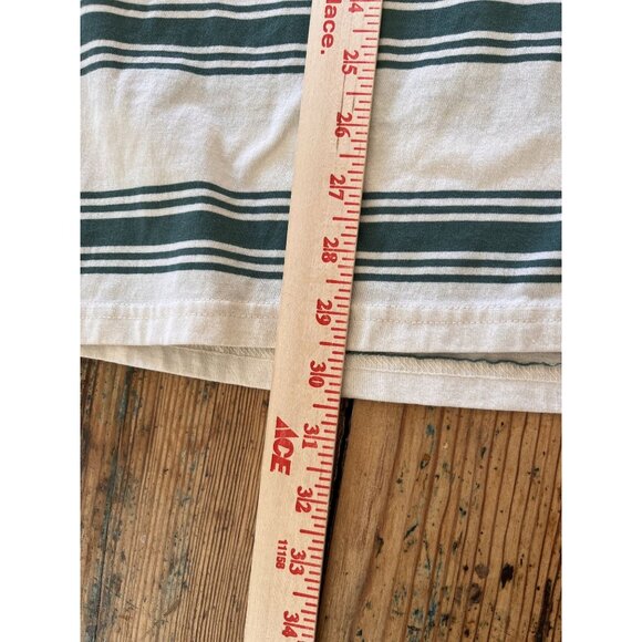 Brixton Standard Fit Mens Striped T-Shirt Large Green White Short Sleeve Cotton - Picture 6 of 7